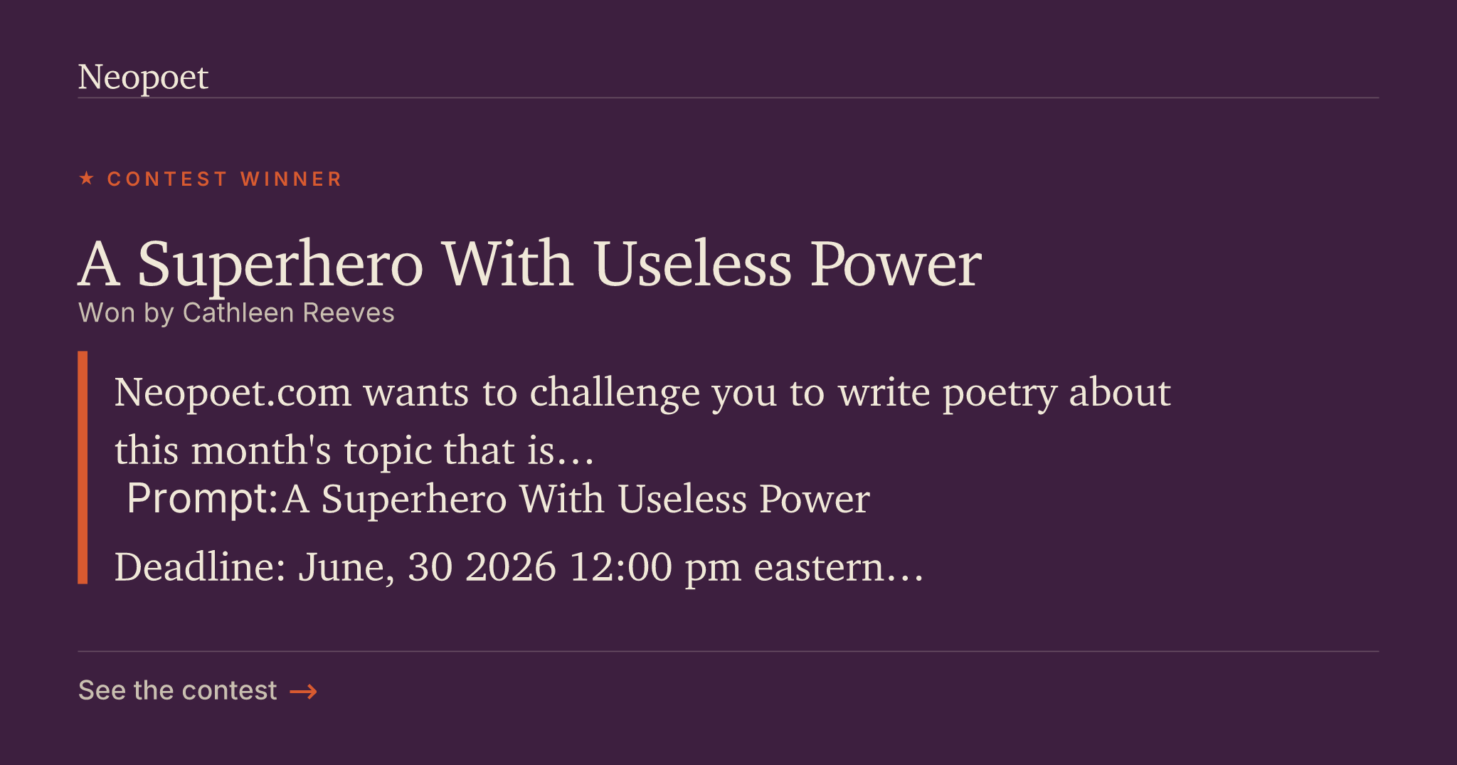 06/26 A Superhero With Useless Power | Neopoet