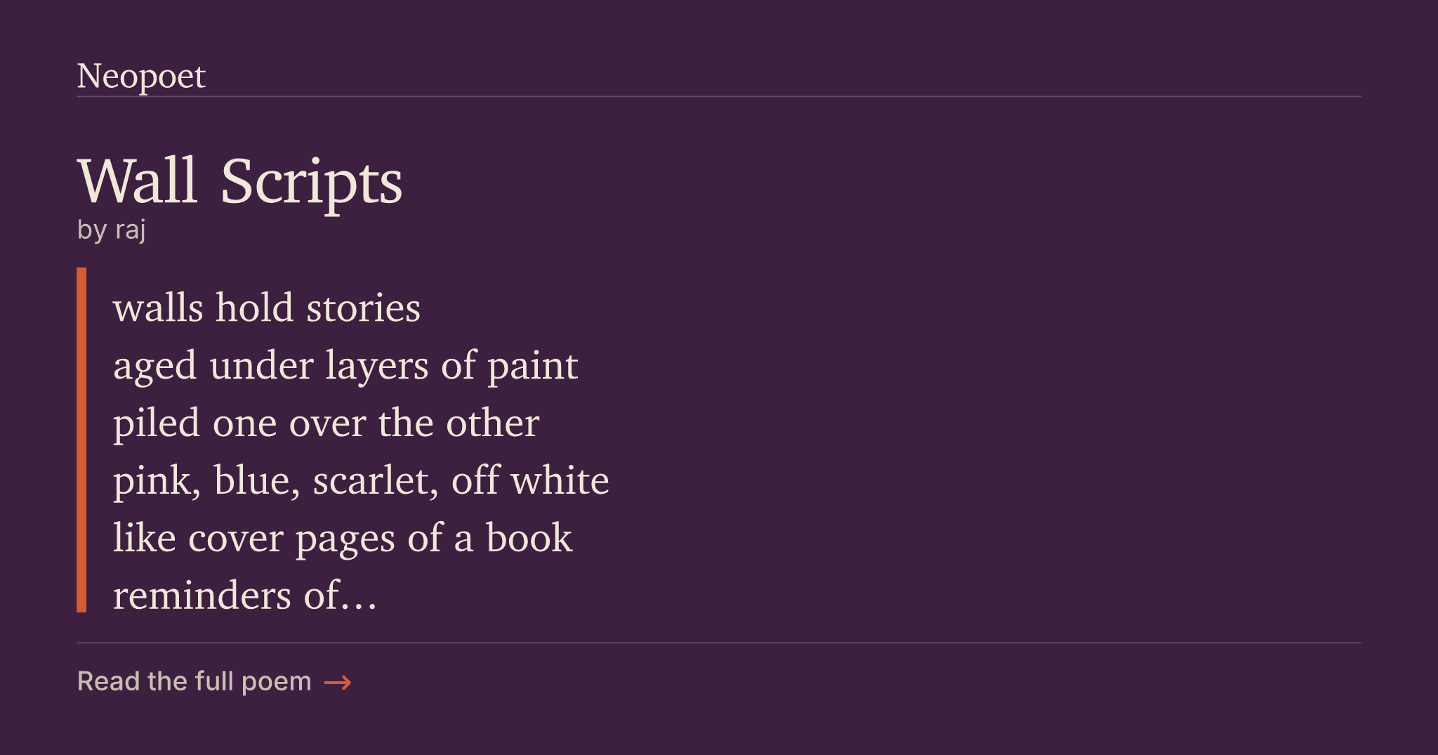 Wall Scripts | Neopoet