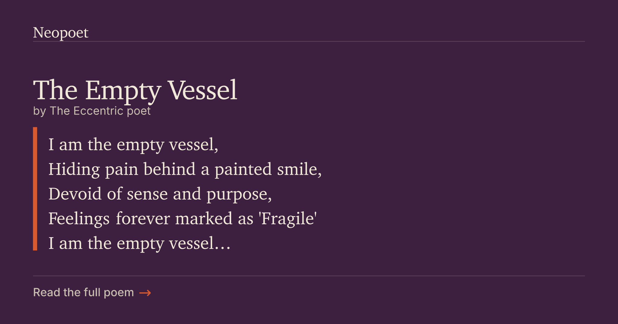The Empty Vessel | Neopoet