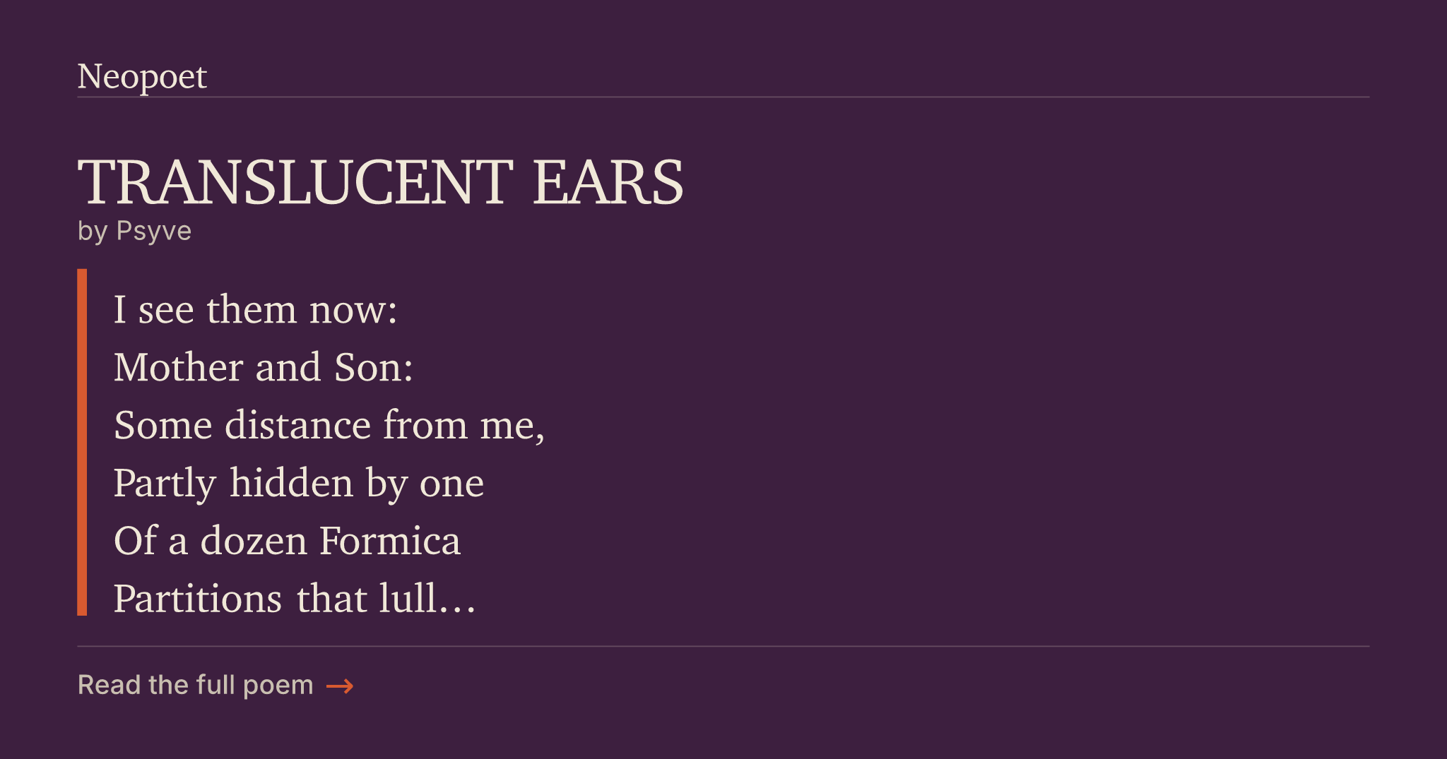 Translucent Poem TRANSLUCENT EARS | Neopoet