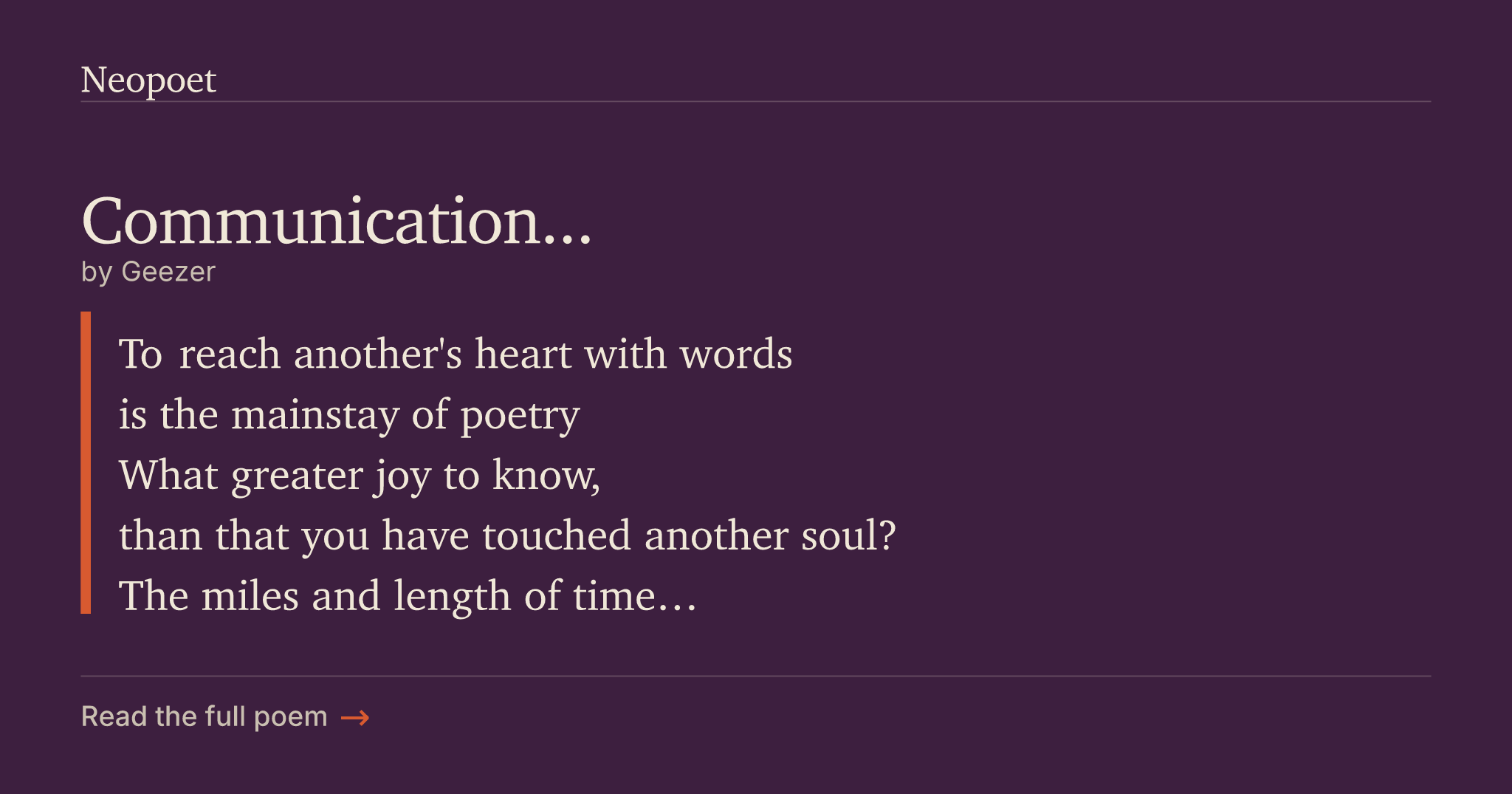 Communication... | Neopoet