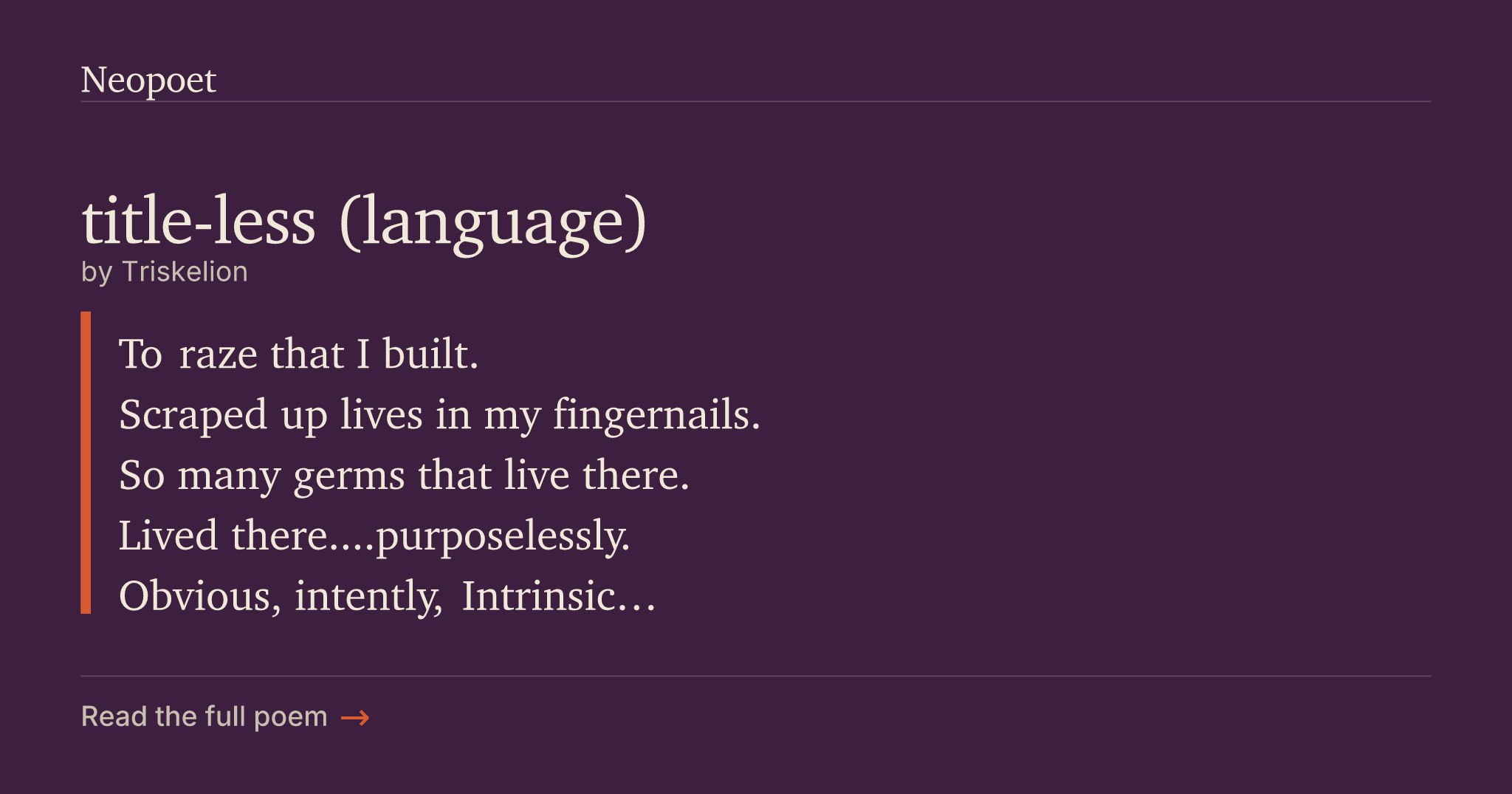 title-less (language) | Neopoet