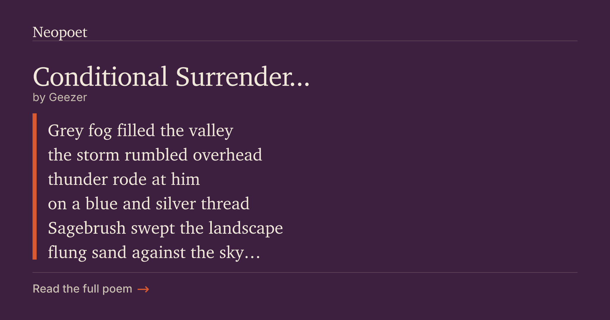 Conditional Surrender... | Neopoet