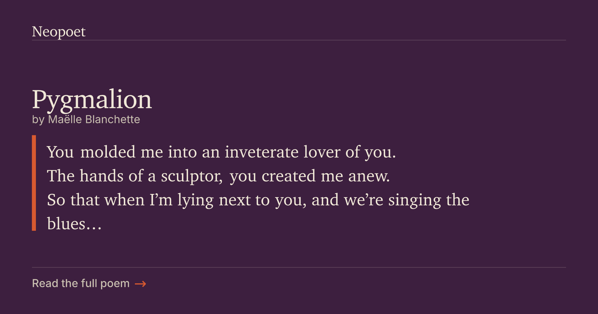 Pygmalion | Neopoet