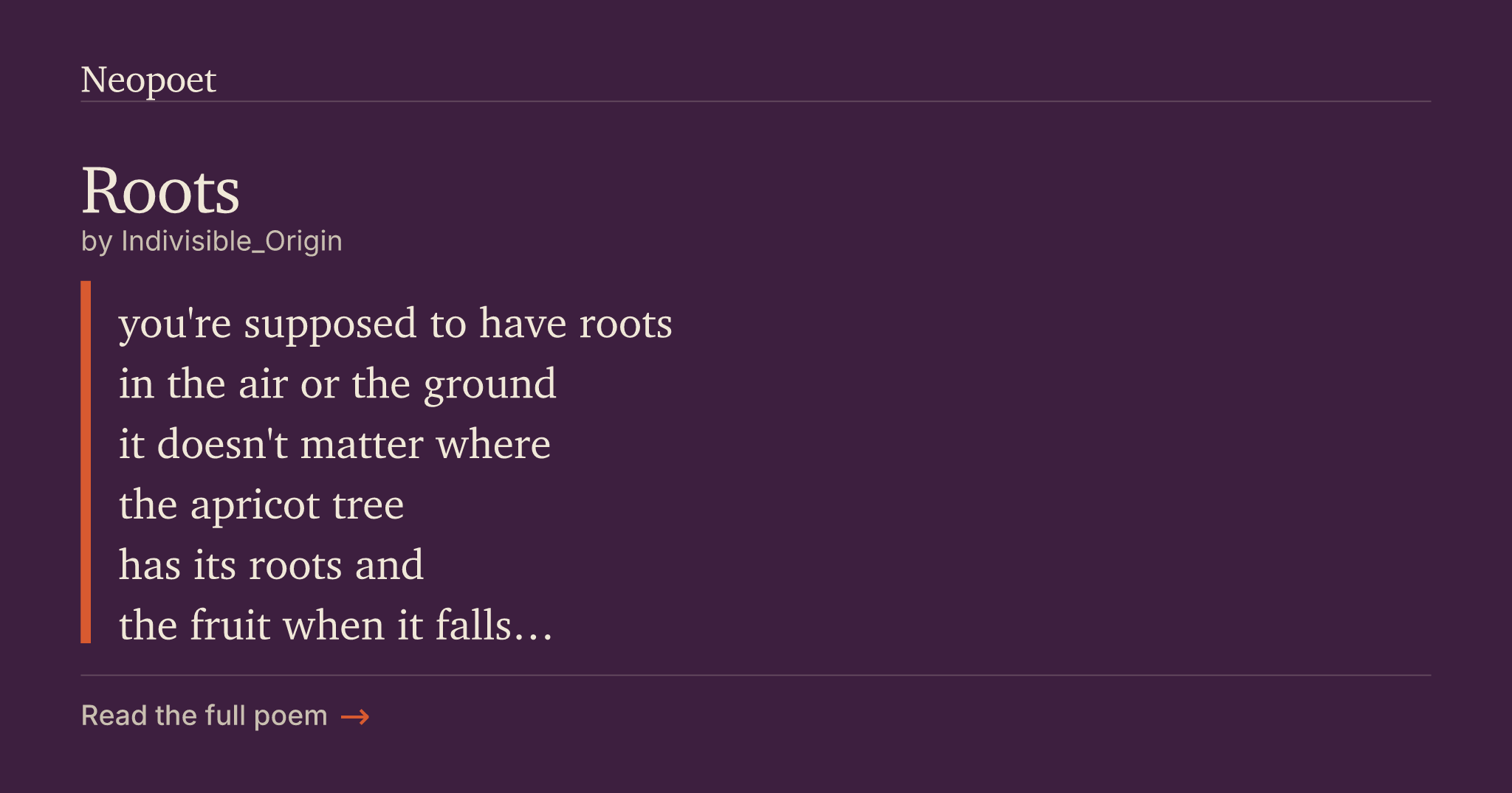 Roots | Neopoet