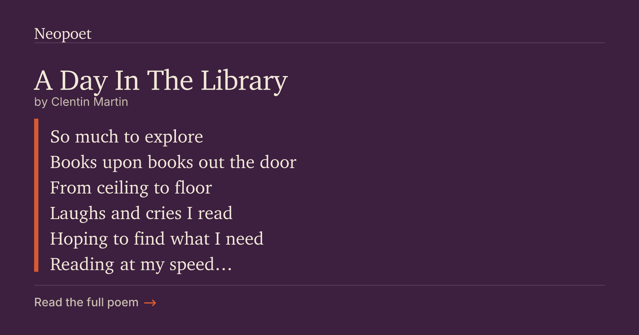 A Day In The Library | Neopoet