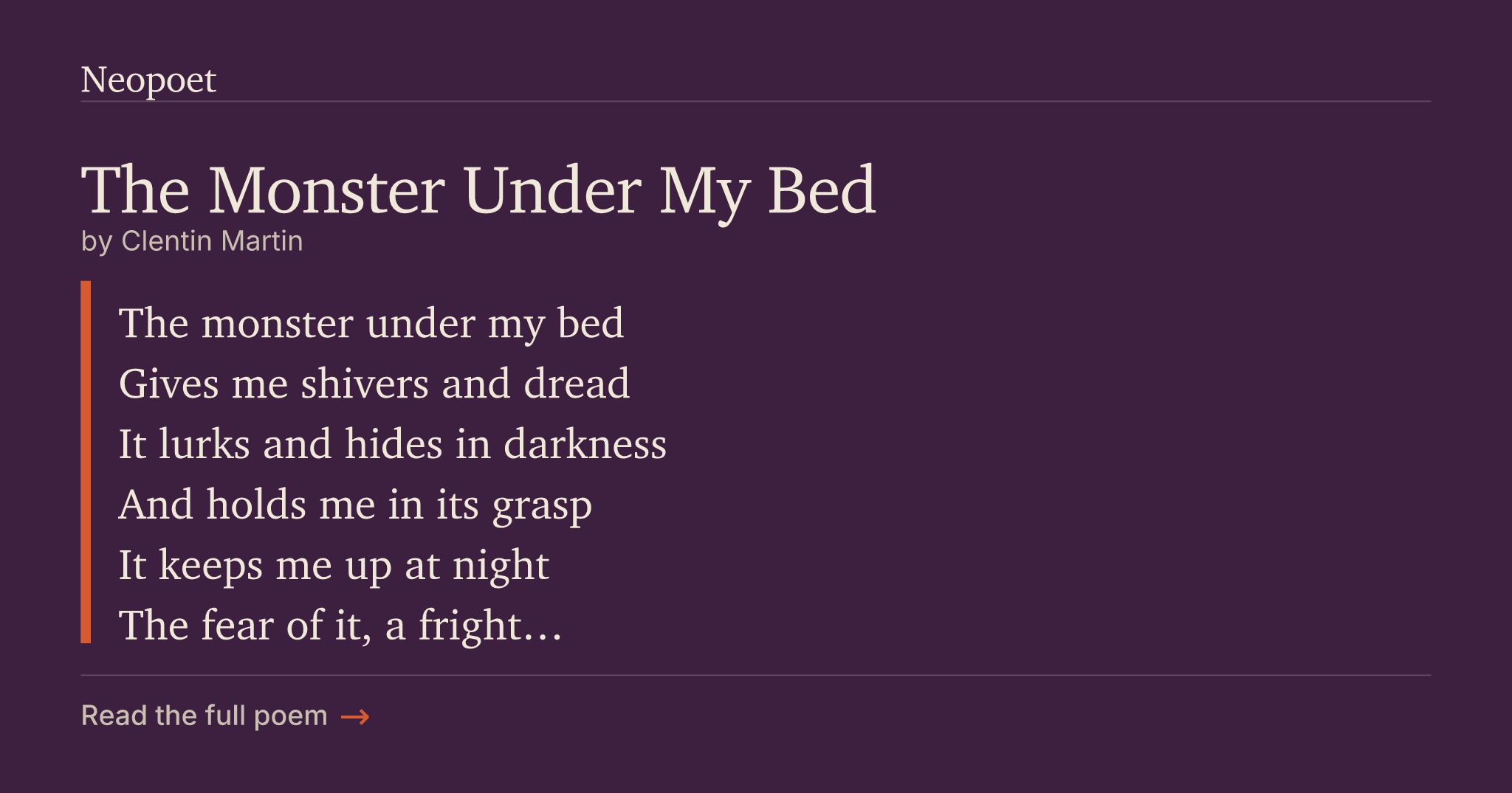 The Monster Under My Bed | Neopoet