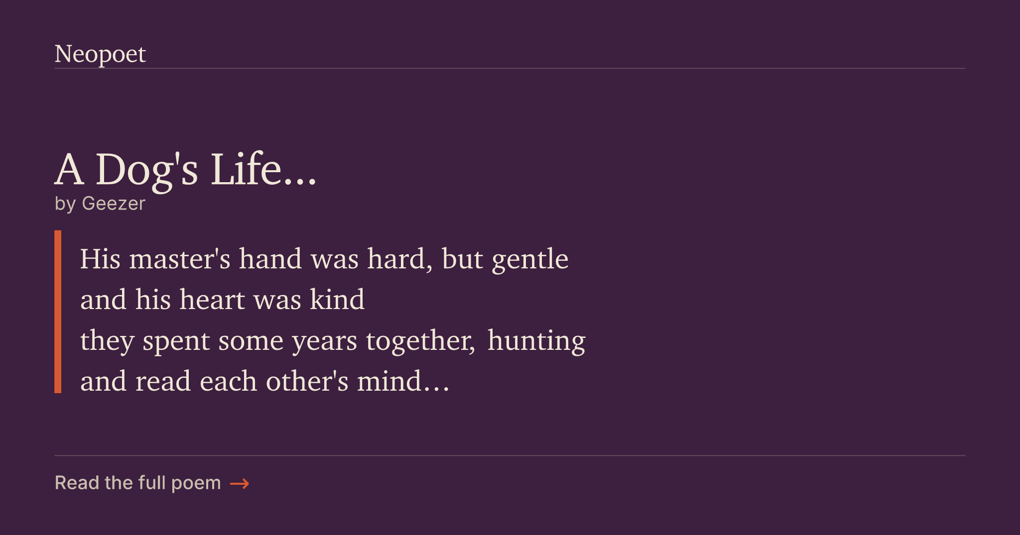 A Dog's Life... | Neopoet