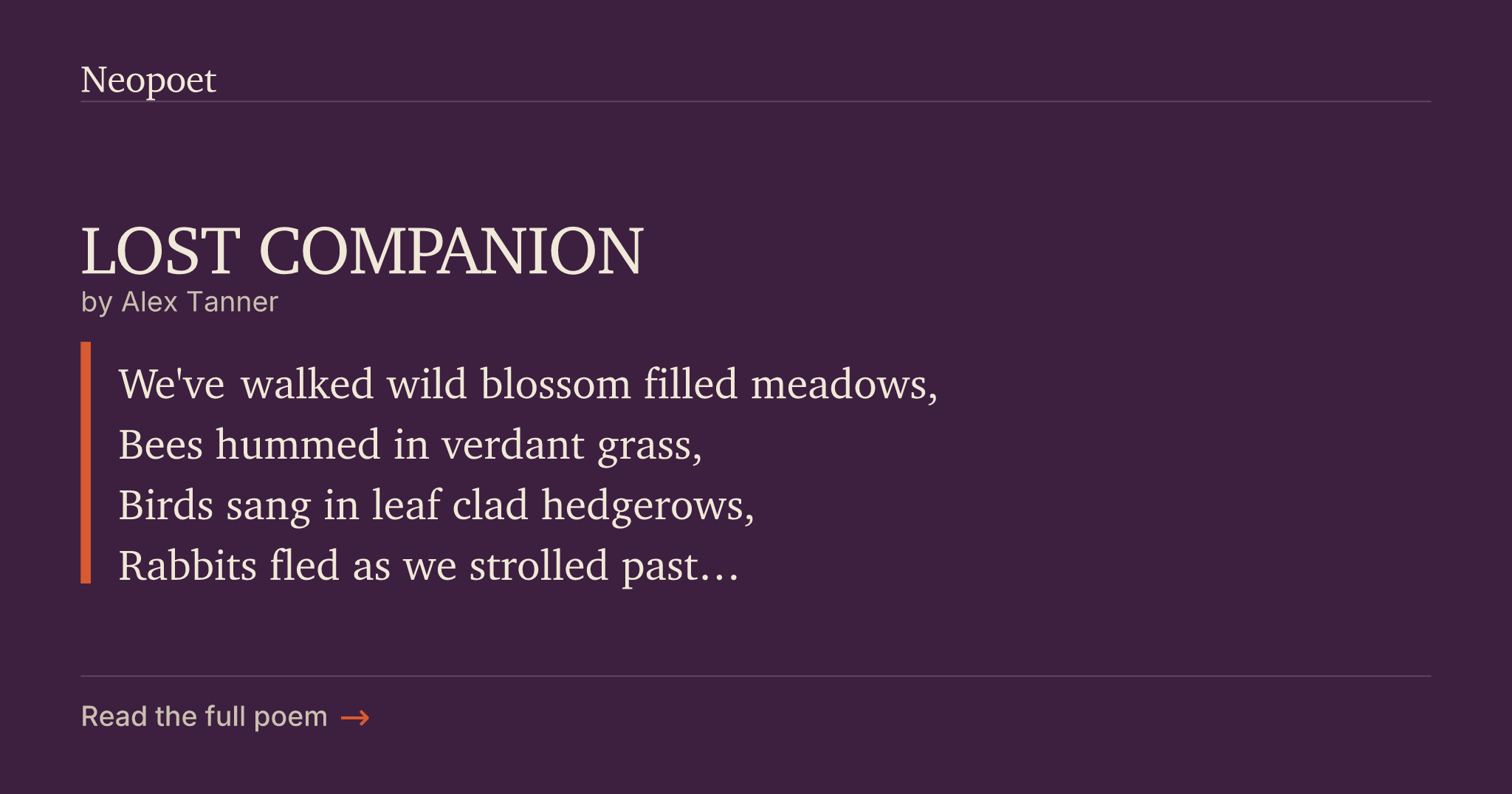 LOST COMPANION | Neopoet