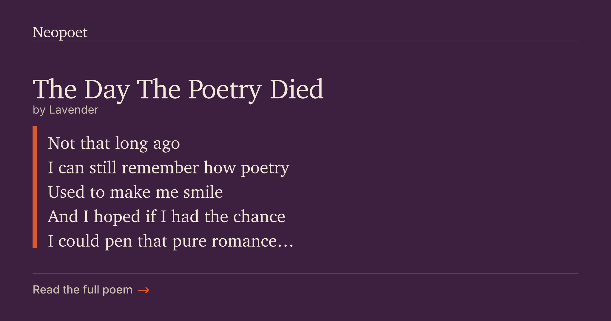 The Day The Poetry Died | Neopoet