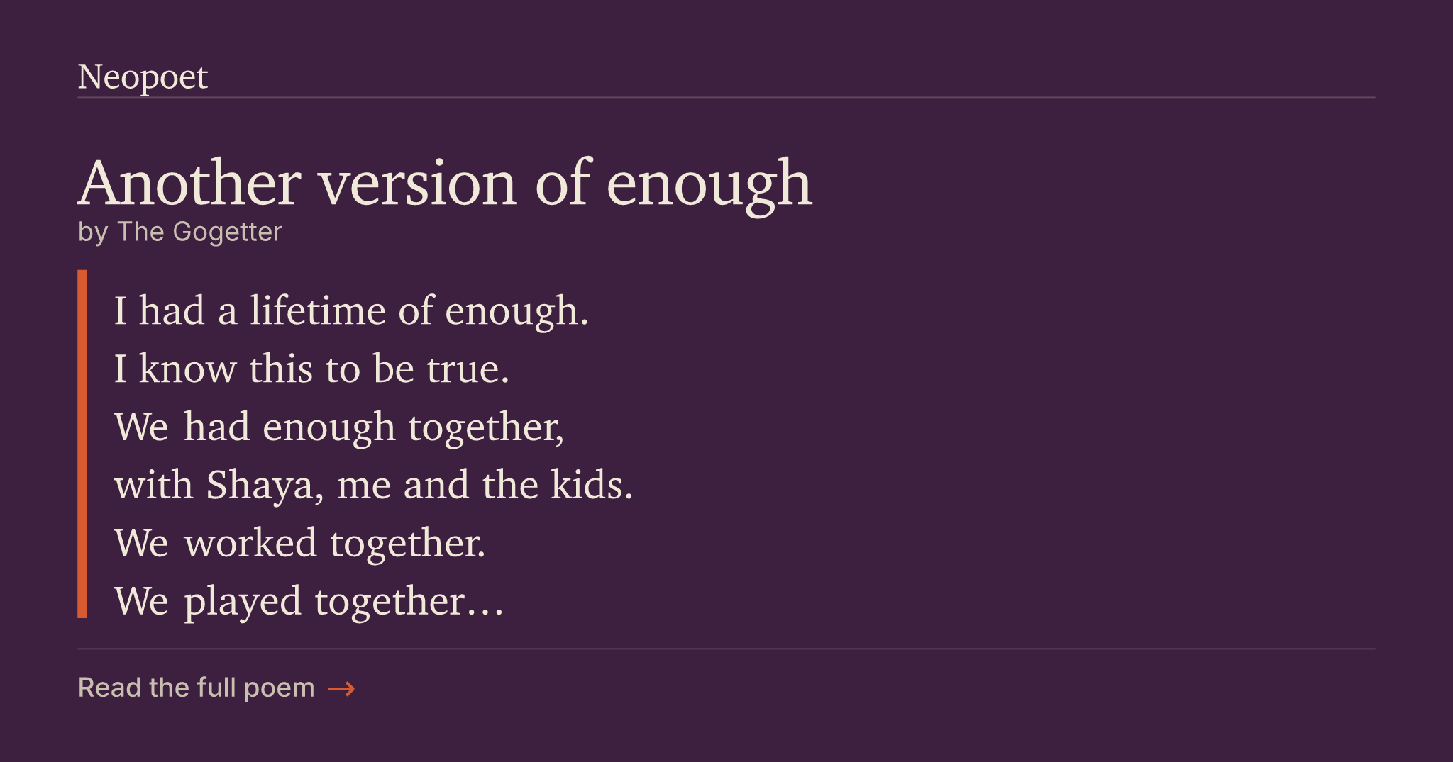 Another version of enough | Neopoet