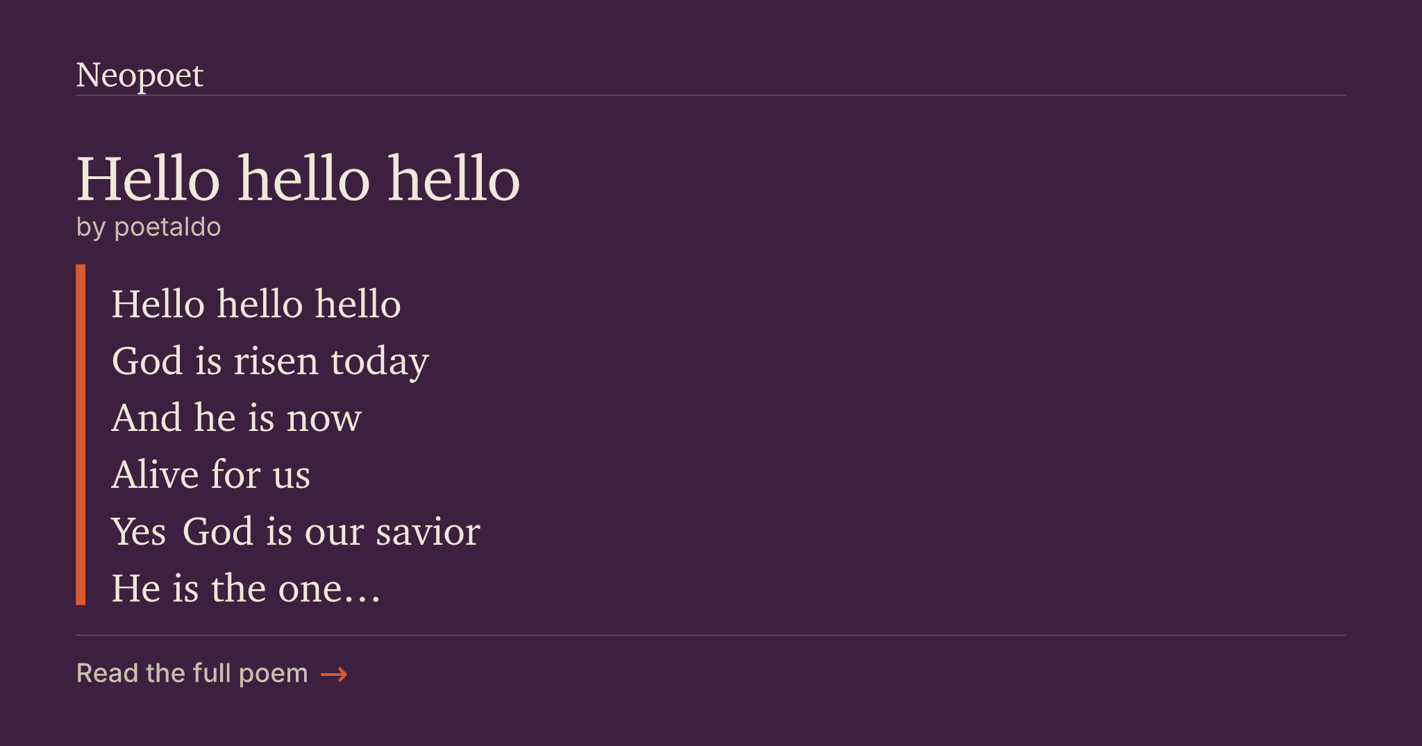 Hello hello hello | Neopoet