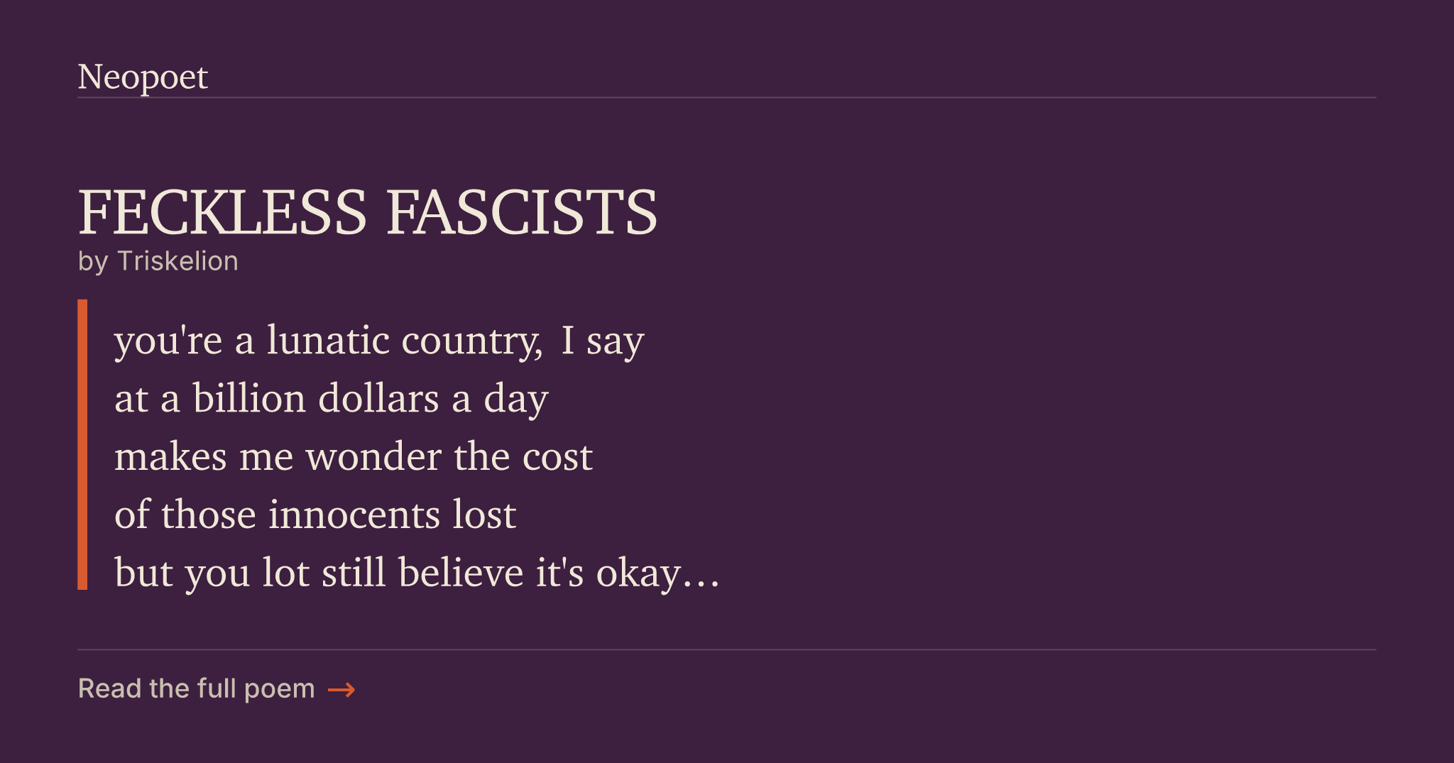 FECKLESS FASCISTS | Neopoet