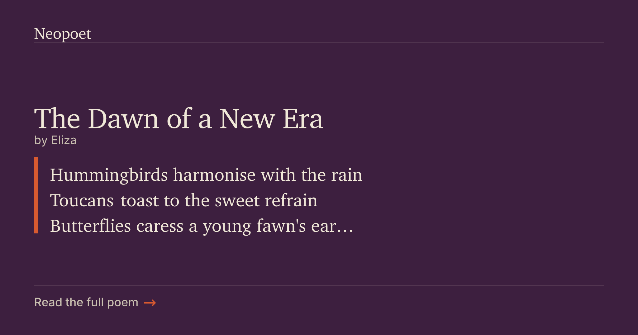 The Dawn of a New Era | Neopoet