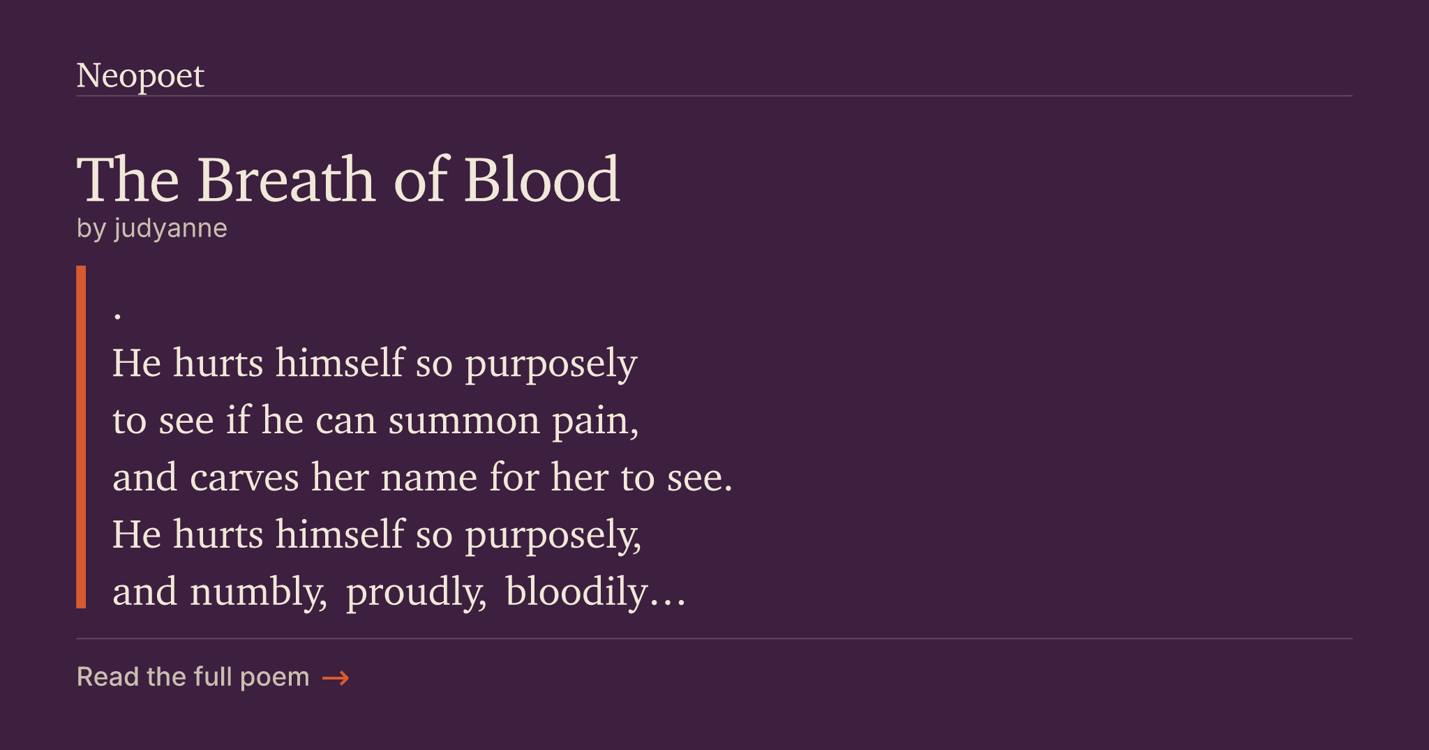 The Breath of Blood | Neopoet