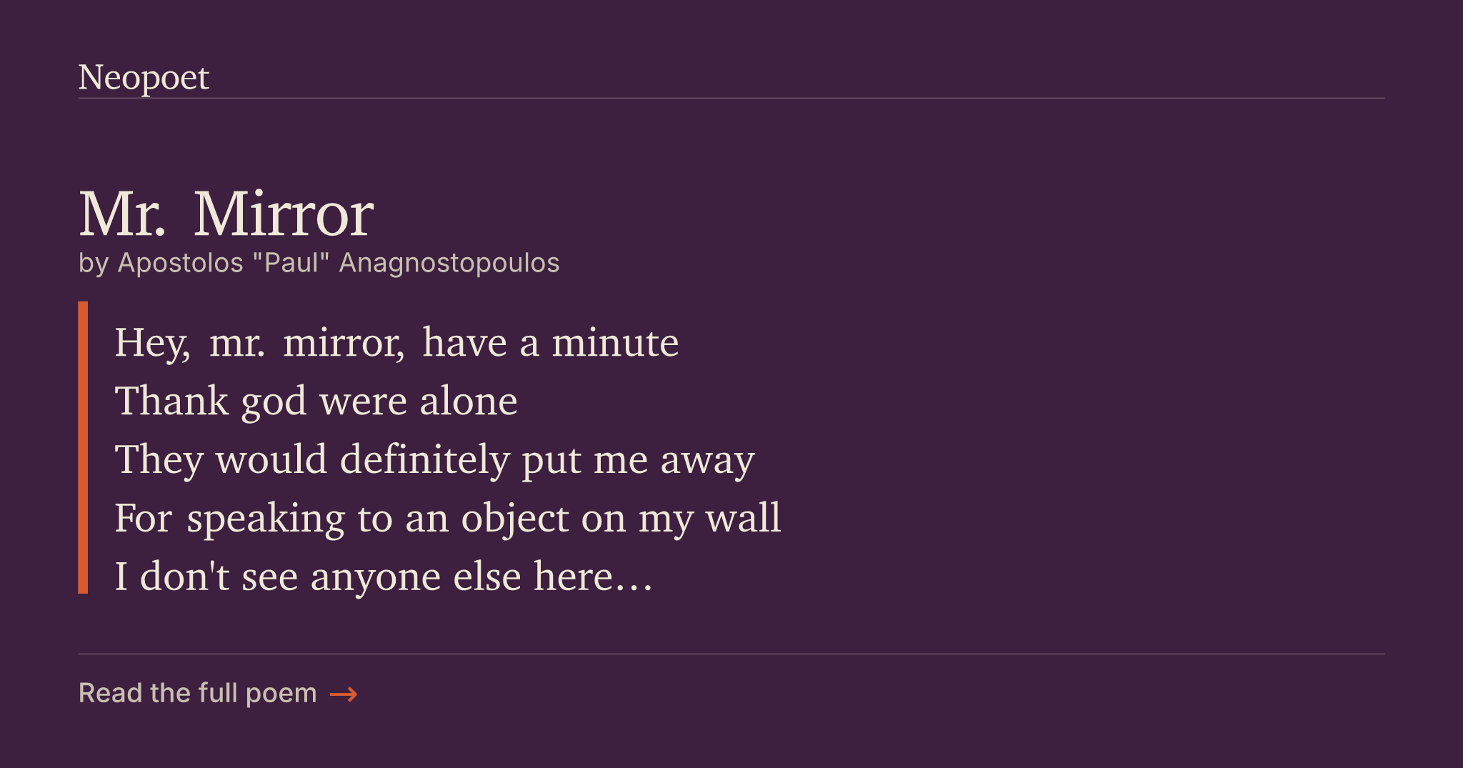 Mr. Mirror | Neopoet
